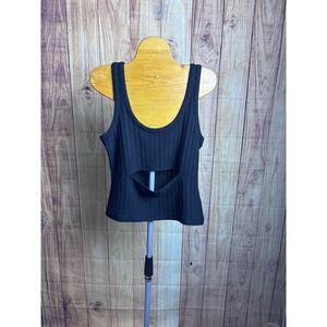 Chaser  Ribbed Partial Open Back Soft Tank Black Women's Size S